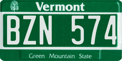 VT license plate BZN574