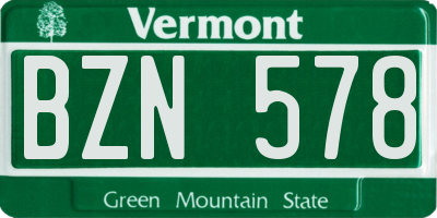 VT license plate BZN578