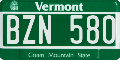 VT license plate BZN580