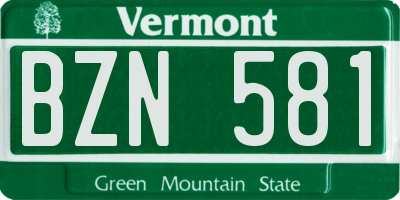 VT license plate BZN581