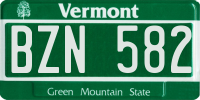VT license plate BZN582