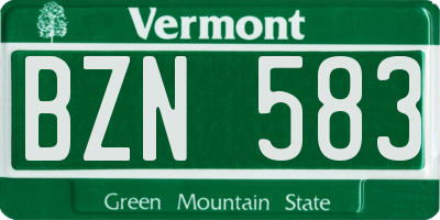 VT license plate BZN583