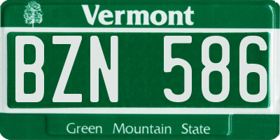 VT license plate BZN586