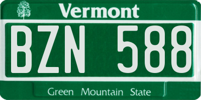 VT license plate BZN588