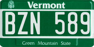 VT license plate BZN589