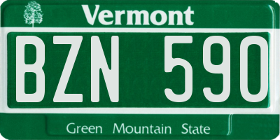 VT license plate BZN590