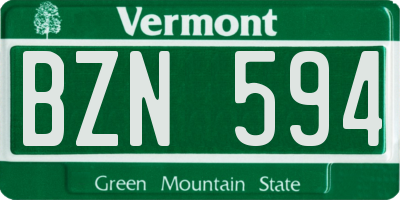 VT license plate BZN594