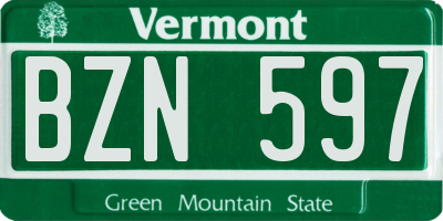 VT license plate BZN597