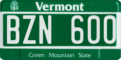VT license plate BZN600