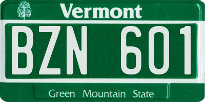 VT license plate BZN601
