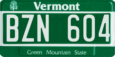 VT license plate BZN604