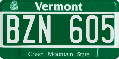 VT license plate BZN605