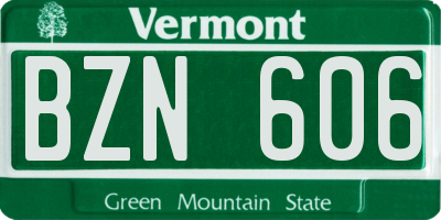 VT license plate BZN606