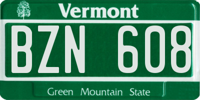 VT license plate BZN608