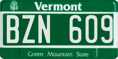 VT license plate BZN609