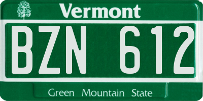 VT license plate BZN612