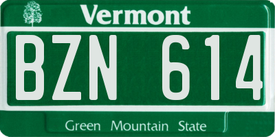 VT license plate BZN614