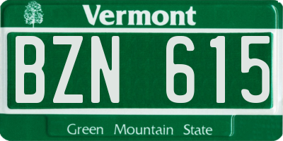 VT license plate BZN615