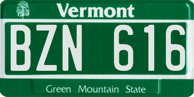 VT license plate BZN616