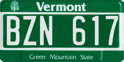 VT license plate BZN617
