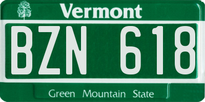 VT license plate BZN618