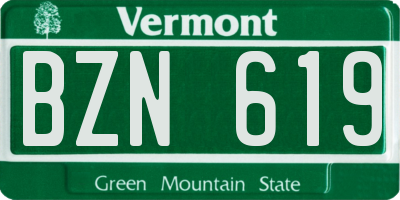 VT license plate BZN619