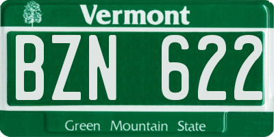 VT license plate BZN622