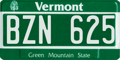 VT license plate BZN625