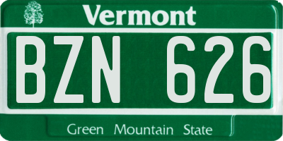 VT license plate BZN626