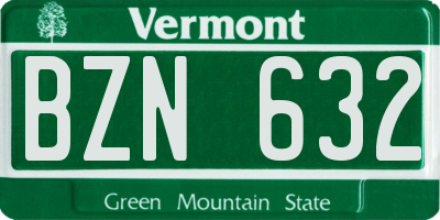 VT license plate BZN632