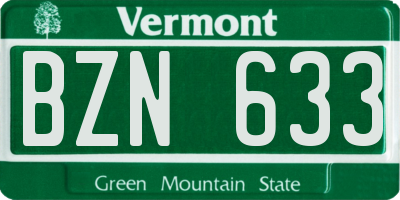 VT license plate BZN633