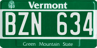 VT license plate BZN634