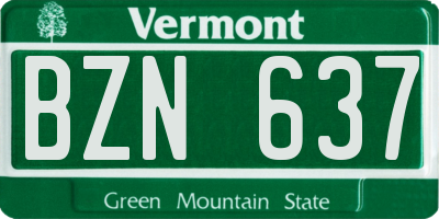 VT license plate BZN637