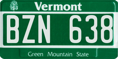 VT license plate BZN638