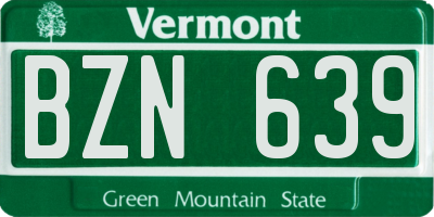 VT license plate BZN639