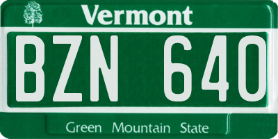 VT license plate BZN640
