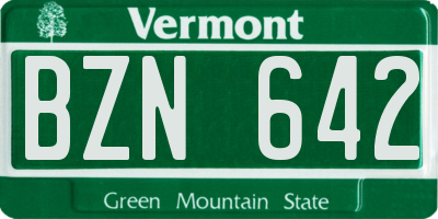 VT license plate BZN642