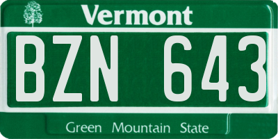 VT license plate BZN643