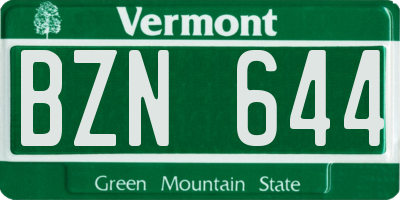 VT license plate BZN644