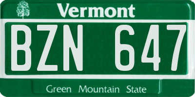 VT license plate BZN647