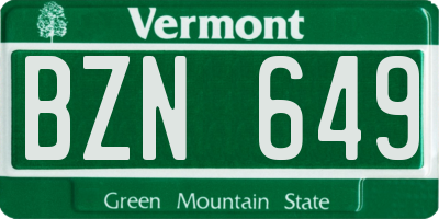 VT license plate BZN649