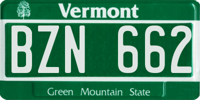 VT license plate BZN662