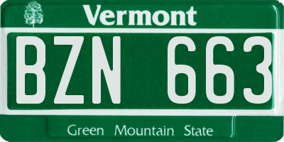 VT license plate BZN663