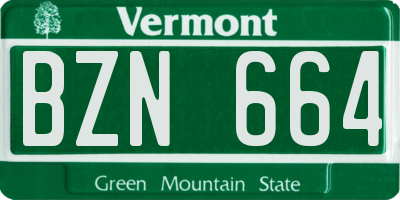 VT license plate BZN664