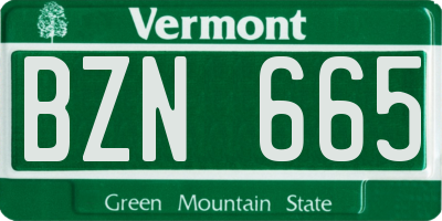 VT license plate BZN665