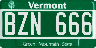 VT license plate BZN666