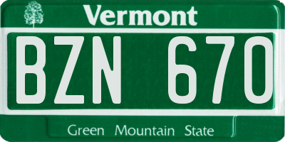 VT license plate BZN670