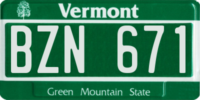 VT license plate BZN671