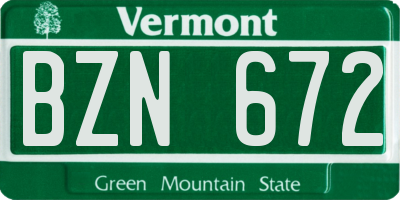 VT license plate BZN672
