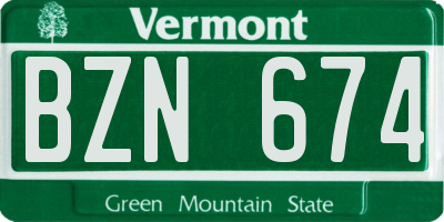 VT license plate BZN674